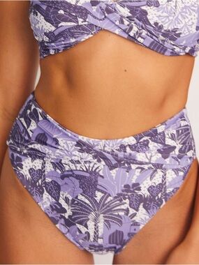Citrine Swim Georgette Bottom Navy Jungle Print Bikini Bottom NWT High Cut Large